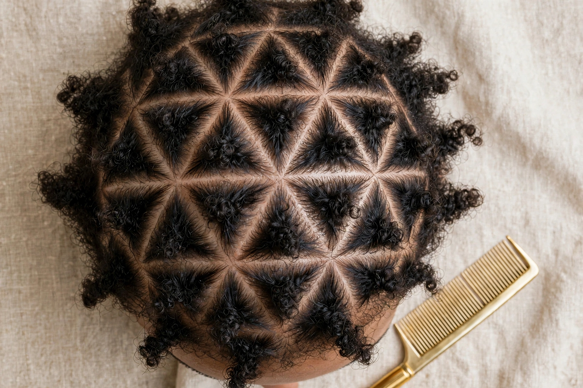 Precise triangular partings for braids with gold comb